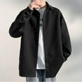 thumbnail image 3 of Styesk Jackets for Men Man Solid Color Button Loose Large Size Lapel Coat, 3 of 7