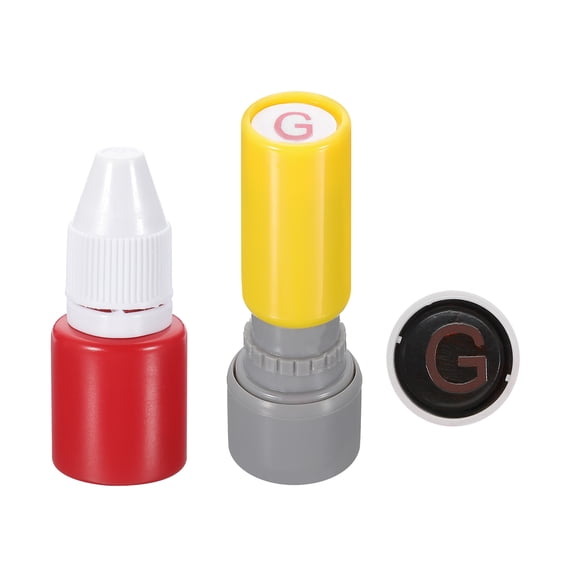 Uxcell 10mm Letter Stamps, I-Alphabet Stamps Mini Self Inking Stamps Plastic Ink Set, Red Ink, Purple Shell