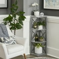 thumbnail image 2 of Weston Home Rebecca Wood 3-Shelf Corner Bookcase, Gray, 2 of 7