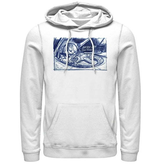 Men's Toy Story Buckle Up Buzz Lightyear Pull Over Hoodie White Small