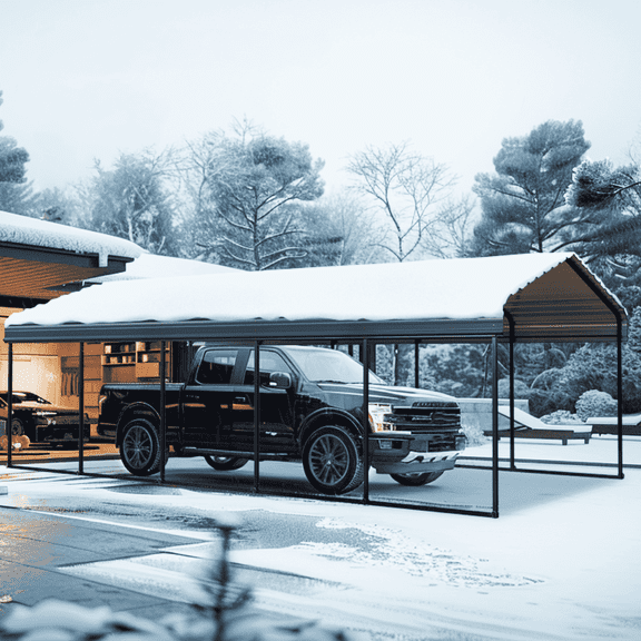 Summit Living 12 x 25 ft Outdoor Metal Carport with Galvanized Steel Roof, Heavy-Duty Garage Car Storage Shelter, Gray