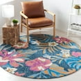 thumbnail image 2 of SAFAVIEH Jardin Korbin Floral Wool Area Rug, Blue/Pink, 6' x 6' Round, 2 of 8