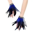 thumbnail image 3 of Doomiva Gothic Feather Wrist Cuffs Ankle Cuffs Bracelet Armlet Armband Halloween Raven-Witch Priestess Costume Accessory Blue B One Size, 3 of 7