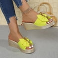 thumbnail image 6 of Eltusu Women Slide Sandals, Fashion Open Toe Soft Bottom No Slip Summer Wedge Shoes Yellow Size 7.5, 6 of 9