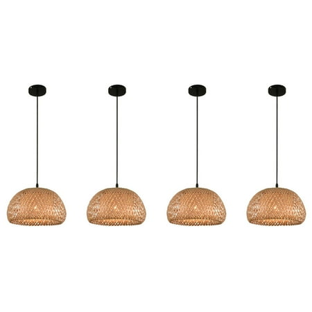 

4X Lighting Rattan Lamp Handmade Bamboo Chandelier Retro Cafe Bar Lounge for Garden Restaurant Bedroom with Light Source