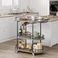 thumbnail image 2 of 4-Tier Bar Cart with Wine Rack & Glass Holder,360° Rotating Design, Lockable Noiseless Casters for Kitchen, Dining Room, Living Room, Gray&Black, 2 of 7