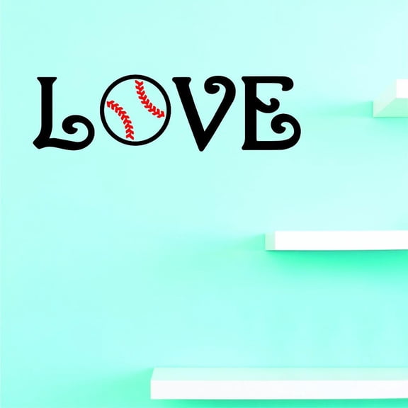 Custom Decals Love Baseball Wall Art Size: 10 X 36 Inches Color: Multi