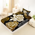 thumbnail image 4 of Erosebridal Black Brown Twin Sheet Sets, Romantic Rose Flower Bedding for Girls, 3 Pieces, 1 Flat Sheet 1 Fitted Sheet and 1 Pillowcase, 4 of 5