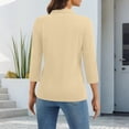 thumbnail image 4 of Qwertyu Polo Shirts for Women 3/4 Sleeve Tops Golf Tees Button Collared Cotton Shirt Business Casual Khaki XL, 4 of 5
