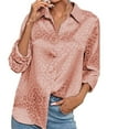 thumbnail image 2 of Gold Women Shirts, Women'S Satin Button Down Shirts Roll Up Long Sleeve Lapel V Neck Printed Casual Work Blouses Tops,Women Shirts XL, 2 of 8