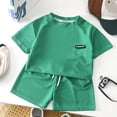 thumbnail image 2 of Rvasteizo Baby Boys Elegant Outfit Set Solid Crew Neck Short Sleeve Top Short Pant Kids Loungewear Outfit, 2 of 5
