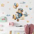thumbnail image 2 of Adhesivos de pared con dibujos animados, oso, avión con estrellas y nubes, 2 of 3