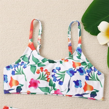 

Gubotare Thin Straps Girls Bathing Suits 2 Piece Swimsuit Kids Flower Print Bikini Set Swimwear 6 To Kid Bathing Suits for Girls White 7-8 Years