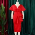 thumbnail image 4 of AURA Plus Size Summer V Neck Ruffle Evening Dress Elegant High Waist Beaded Banquet Party Gown XL XXXL, 4 of 10
