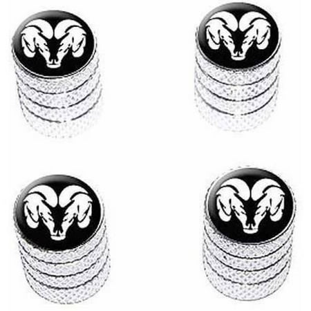 - Ram Head White on Black Tire Rim Wheel Aluminum Valve Stem Caps, Multiple Colors