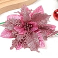 thumbnail image 1 of Cabeza de flor de Navidad con polvo de oro de simulación, flor falsa, corona de Navidad con polvo de oro de múltiples capas, decoración para árbol de Navidad, 1 of 6