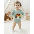 thumbnail image 6 of BemeyourBBs Baby Boy Romper Long Sleeve Turkey Embroidery Plaid Trim Bodysuit, 6 of 9