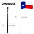 thumbnail image 5 of G128 Combo Pack: 16 Ft Telescoping Aluminum Flagpole (Black) & Texas TX State Flag 3x5 Ft, ToughWeave Series Embroidered 300D Polyester | Pole with Flag Included, 5 of 9