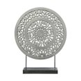 thumbnail image 1 of Benjara BM208294 Cadre Rond en Bois Décor d'Accent avec Floral Complexe Découpé - Gris, 1 of 1