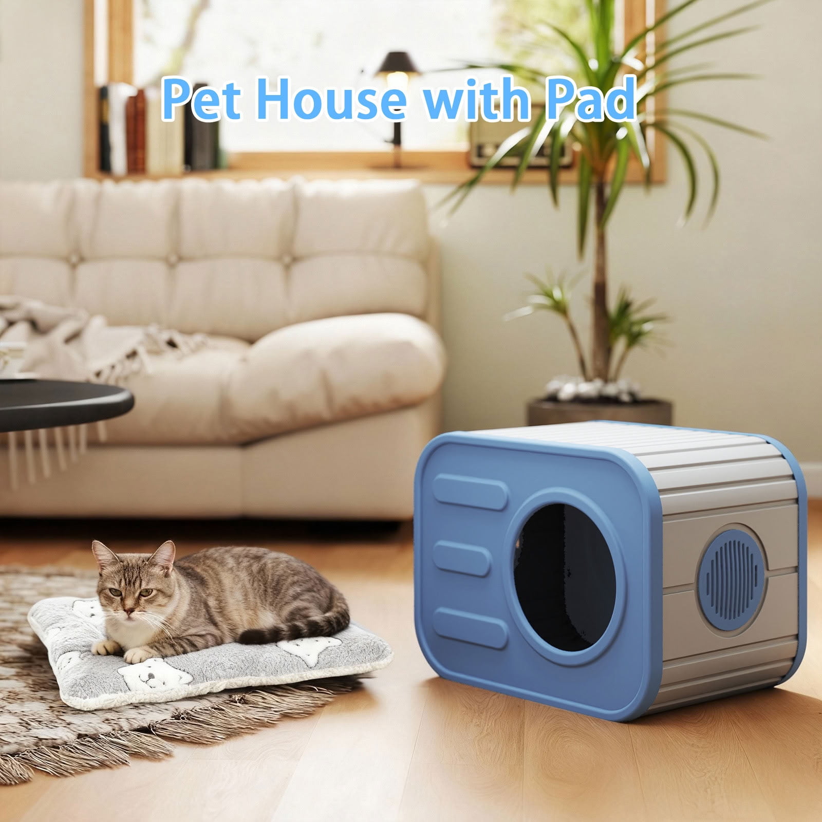 MAYEERTY Compact Cat House, Shatter-Resistant Cat Bed with Spacious Interior, No Tools Assembly