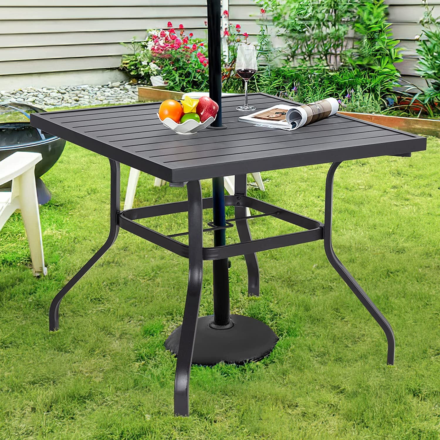 Details about   Small Square Table Outdoor Glass Top Side Patio Metal Balcony Pool Coffee Home 