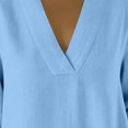 thumbnail image 4 of Tqcoqu Women's V Neck Linen Blend Maxi Dress 3/4 Sleeve Loose Casual Dress,Light Blue,Women's S-XXXL, 4 of 7