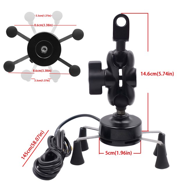 Soporte para teléfono móvil para motocicleta y bicicleta con cargador USB, soporte de montaje para teléfono móvil tipo X con interruptor