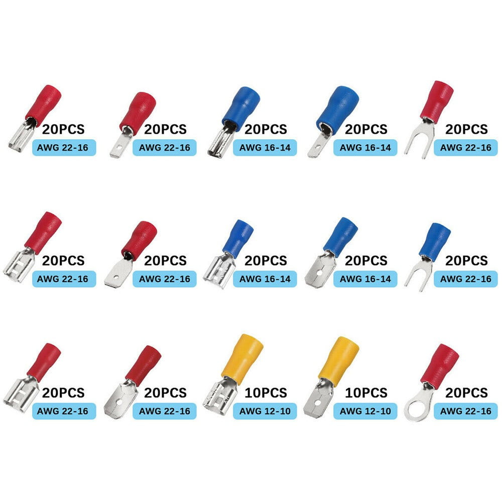 280Pcs Assorted Crimp Spade Terminal Insulated Electrical Wire Connector Kit Set