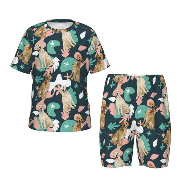 Cauagu Labrador Retriever Chien pour Enfants Ensemble de Pyjamas à Manches Courtes, Ensemble d'Été pour Enfants Col Rond Pjs Ensemble 2 Pcs Parfait pour Petits Garçons Filles-Petit