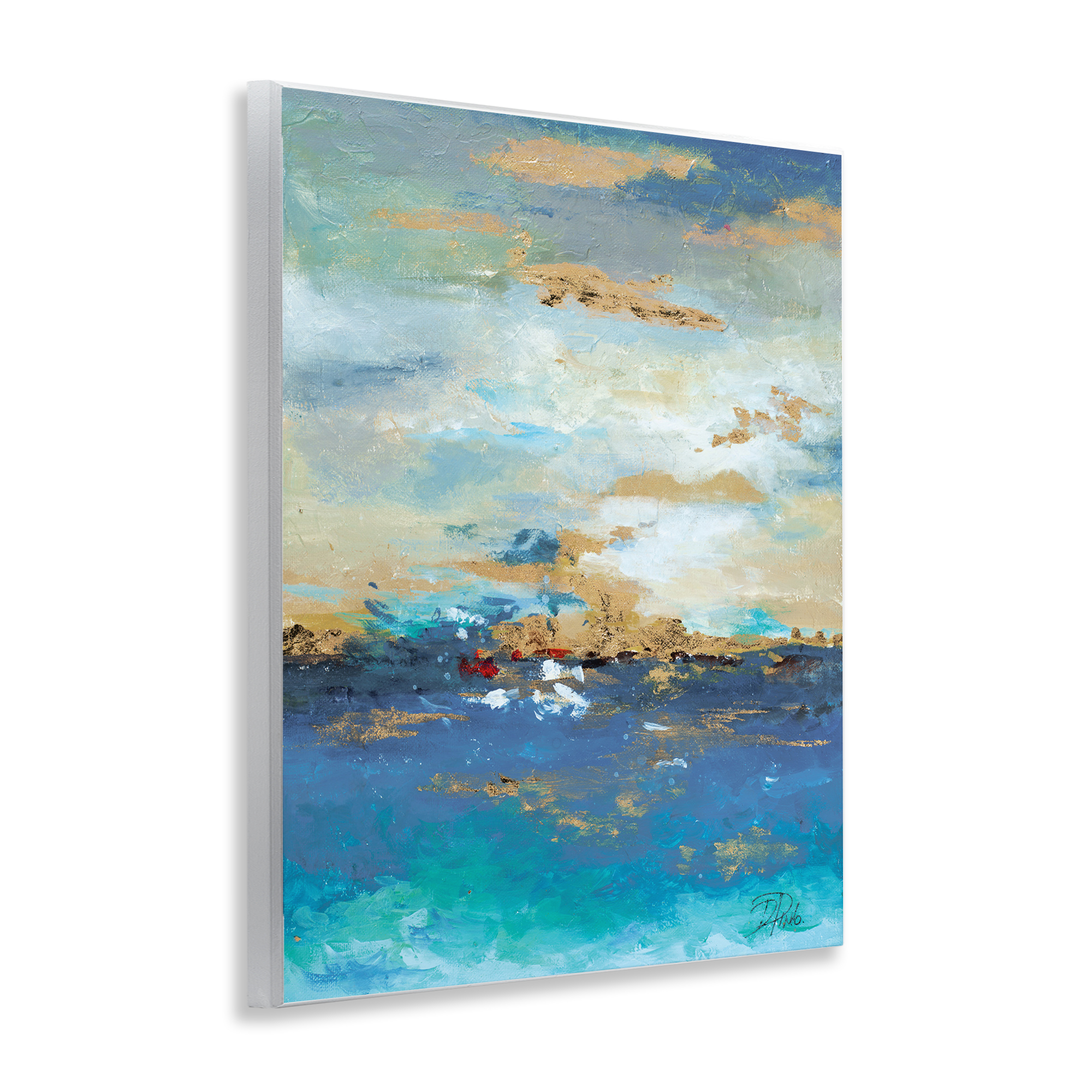 Stupell Industries Ocean View with Tan Accents Abstract Painting Unframed Art Print Wall Art, 11 x 14