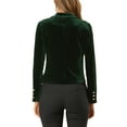thumbnail image 3 of DARING DIVA Women's Button Front Velvet Blazer Lapel Crop Suit Jacket XS Green, 3 of 6