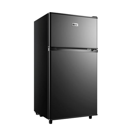 WANAI 3.5 Cu ft Two Door Mini Fridge with Freezer, Black