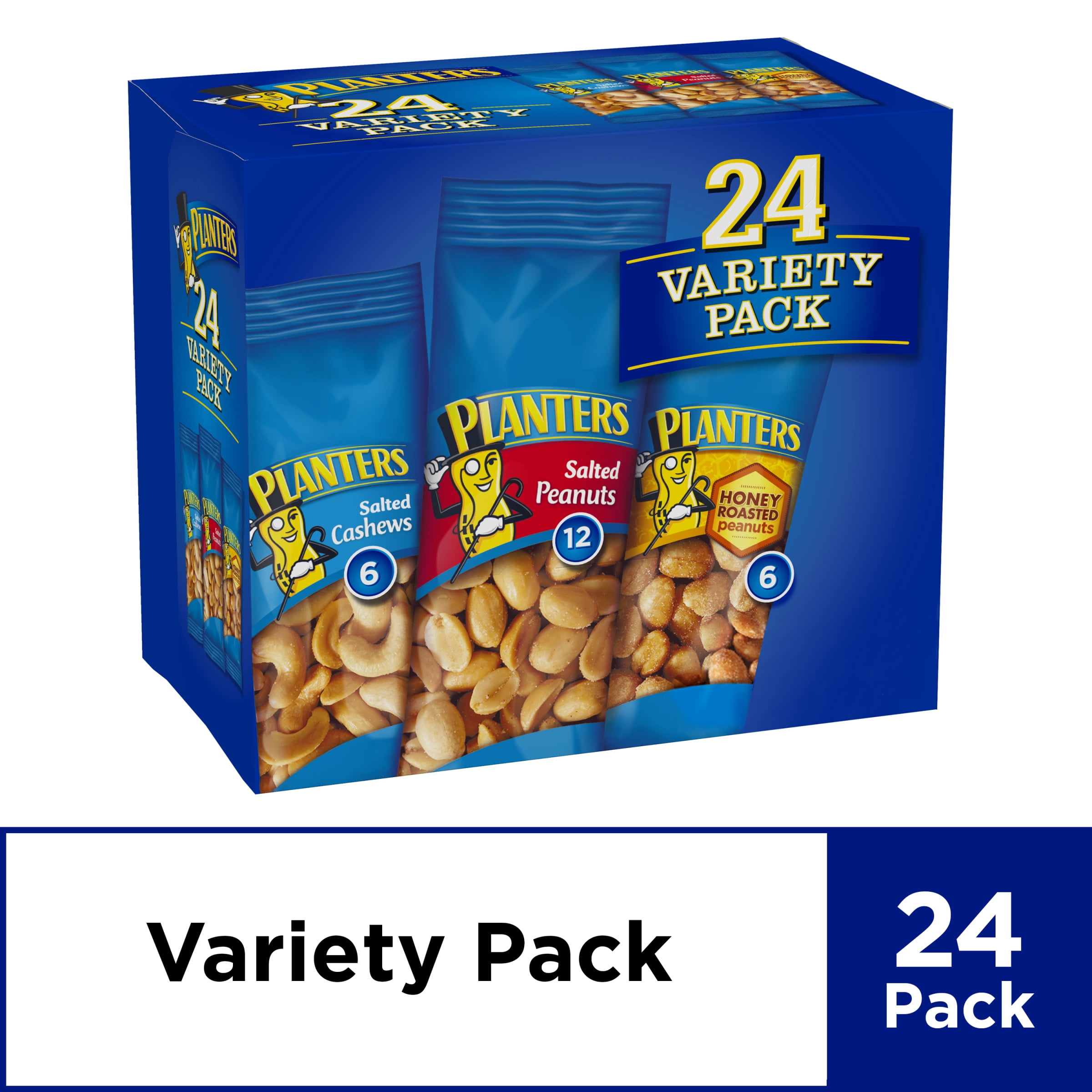 Planters Nut 24 CountVariety Pack, Salted Peanuts, Honey Roasted