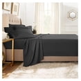 thumbnail image 3 of Bed Sheets, Premier 1800 Series Bed Sheet Set with Extra Set Pillowcases, Deep Pocket Fitted Sheet, Luxury Soft Bedding Sheets & Pillowcases, Full, Black, 3 of 6
