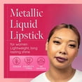 thumbnail image 3 of Aromi Metallic Liquid Lipstick | Chestnut Rose Lip Color for Women, Shimmery Finish, Long-lasting (Burgundy Quartz), 3 of 10