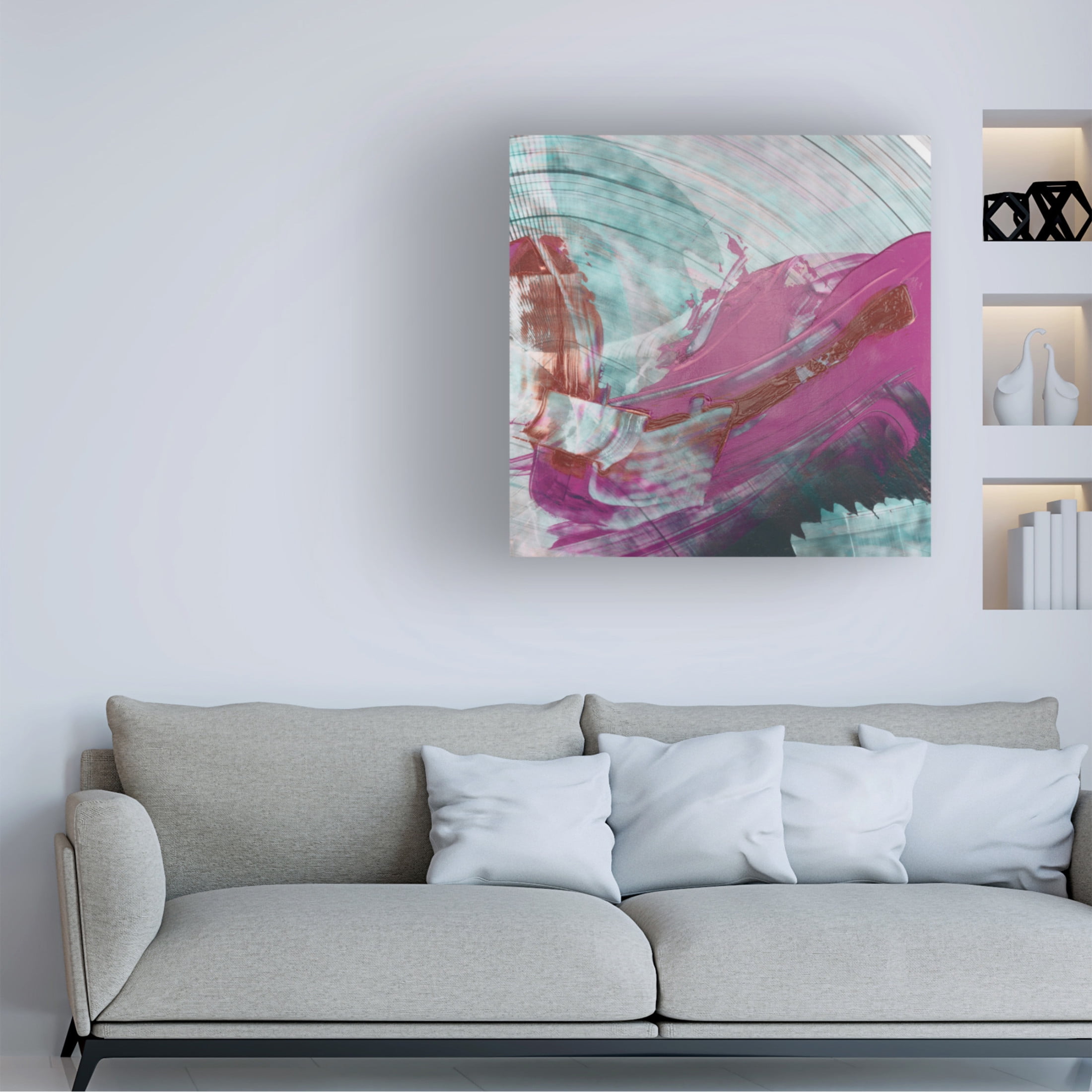Canvas Wall Art - Ethan Harper 'Magenta and Patina III' Wall Art for Living Room, Bedroom, or Office Décor by Trademark Fine Art - 35 x 35 Inches