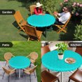 thumbnail image 4 of Turquoise Plaid Round Tablecloth for 36-44 Inch Tables,Fitted Table Cover with Elastic Edge,Geometric Leaf Diamond Morocco Abstract Waterproof Outdoor Table Cloth Protector for Patio Garden Dinner, 4 of 9