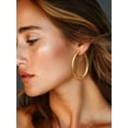 thumbnail image 5 of FindChic 14K Gold Plated Hoop Earrings for Women Stainless Steel Huggie Loop Earrings Hollow Tube Hoops Birthday Mothers Day Jewelry Gifts Her Mom Wife, 60mm, 5 of 8