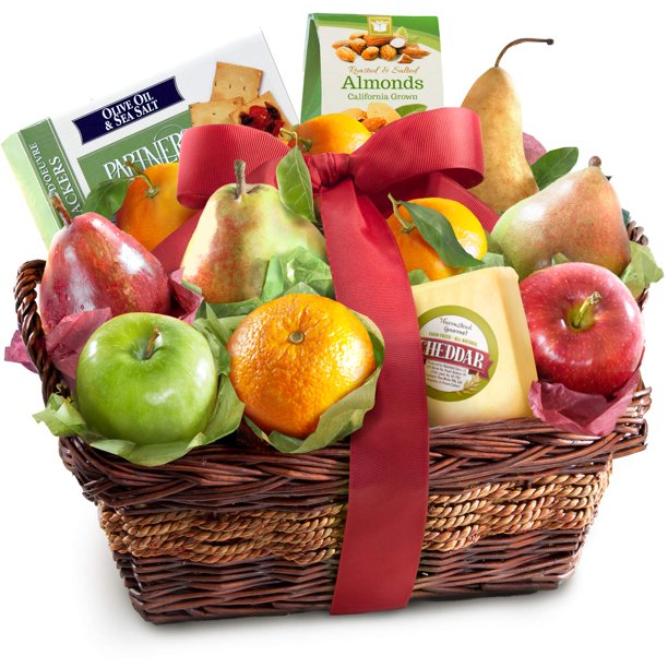Classic Fresh Fruit Basket Gift With Crackers Cheese And Nuts For Christmas Holiday Birthday Corporate Walmart Com Walmart Com