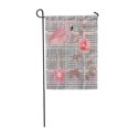 thumbnail image 1 of NUDECOR Checkered Embroidered Roses and Flamingo Hounds Tooth Pattern English Motifs Garden Flag Decorative Flag House Banner 12x18 inch, 1 of 1