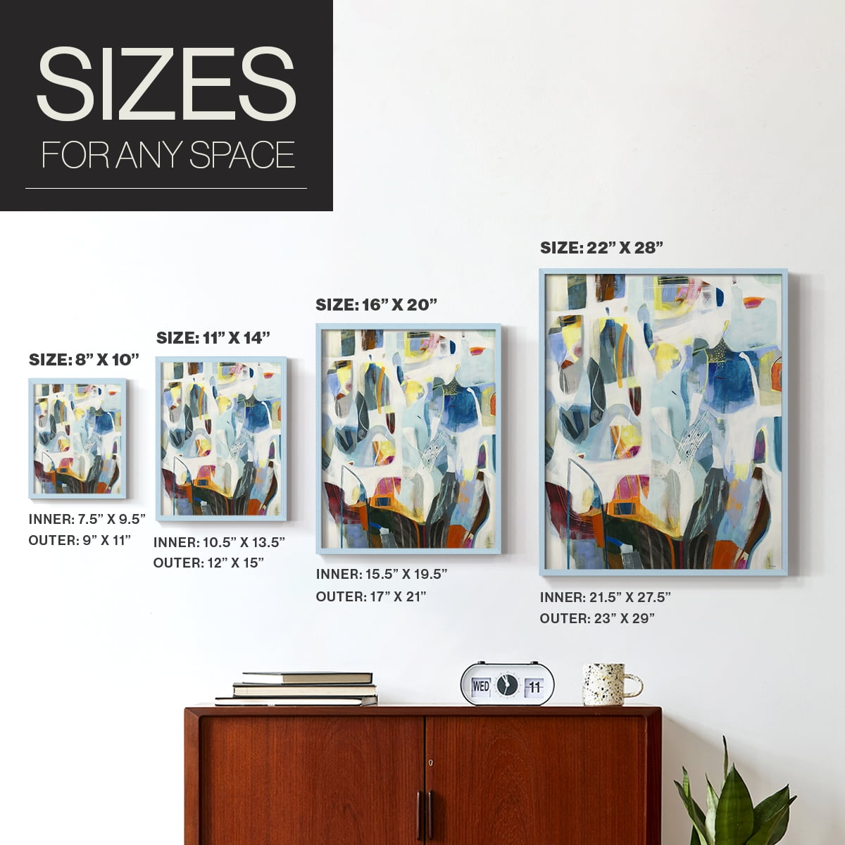 Open Verse in Blue Solid Wood 11 x 14 Framed Print