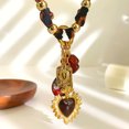 thumbnail image 6 of Trendy Leopard Pattern Heart Floral Acrylic Charm Necklace Lightweight Stainless Steel JewelryGift For Everyday Wear, 6 of 9