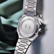 PAGANI DESIGN Men's Quartz Watch 37MM Stainless Steel Sports Waterproof Business Wrist Watch for Men, Synthetic Sapphire, Japan TMI VH31 Movt, PD-YS019