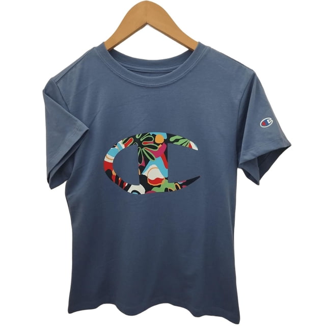 Playera Champion Logo Tee Seas para Mujer. GPWSS25010622 azul acero L