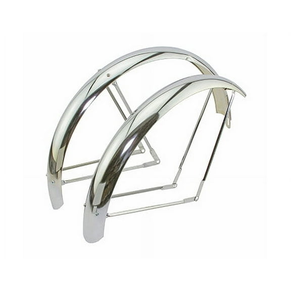 Alta Bicycle 26" Classic Wide Balloon Adjustable Fender Set in Steel Bicycle Chrome