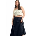 thumbnail image 2 of June + Vie Women's Plus Size Fit-And-Flare Denim Midi Skirt, 2 of 4