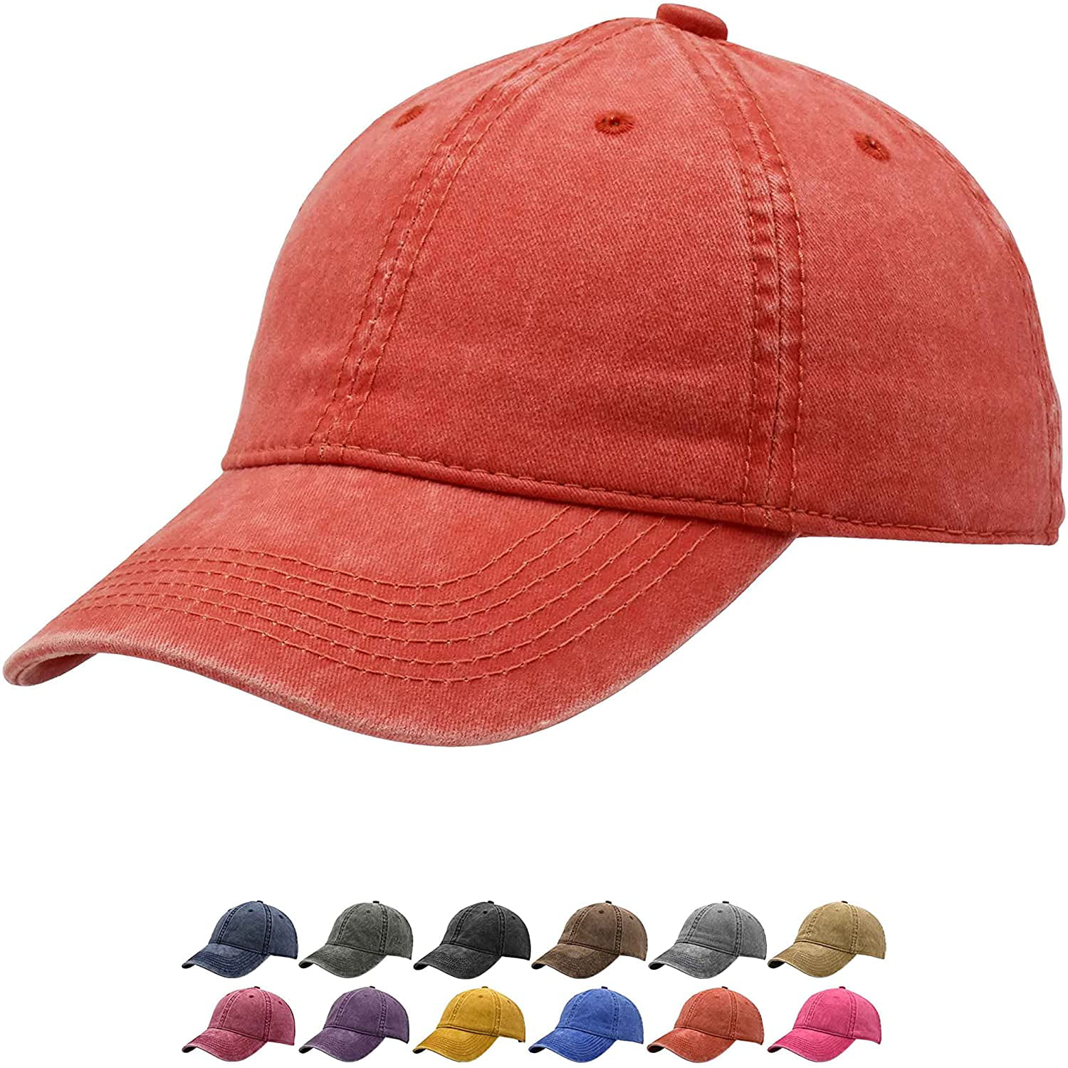 Vintage 100% Cotton Washed Baseball Cap Adjustable Size，Classic Low Profile Plain Retro Unisex Dad Hat 