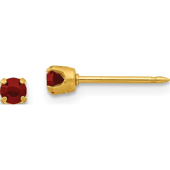Fashion Inverness 24K Plated January Red Crystal Birthstone Earrings (3 X 3) Made In United States 81e