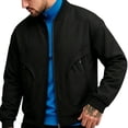 thumbnail image 2 of Men's Stand Collar Track Jacket, Solid Color Zippered Long Sleeve With Pockets, Elastic Cuffs Casual Sports Outerwear Black XL, 2 of 8