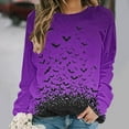 thumbnail image 2 of Oalirro Halloween Sweatshirts for Women Halloween Graphic Bat Long Sleeve Shirt Casual Pullover Top, 2 of 6